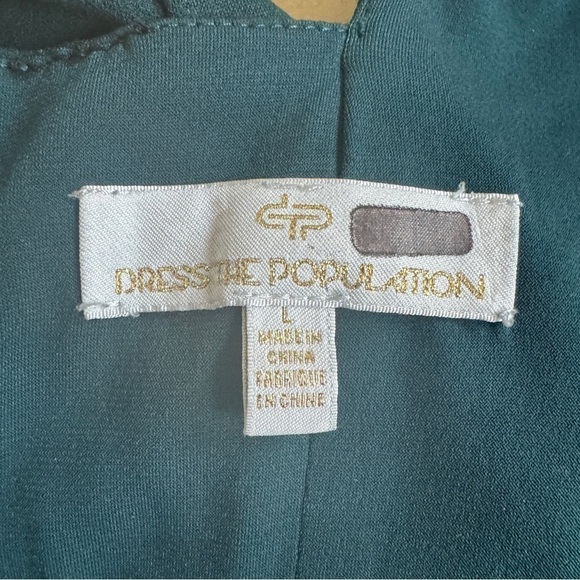 Dress The Population Evie Pine Green Gown Cap Sleeve Open Back Womens Size L - Picture 15 of 16